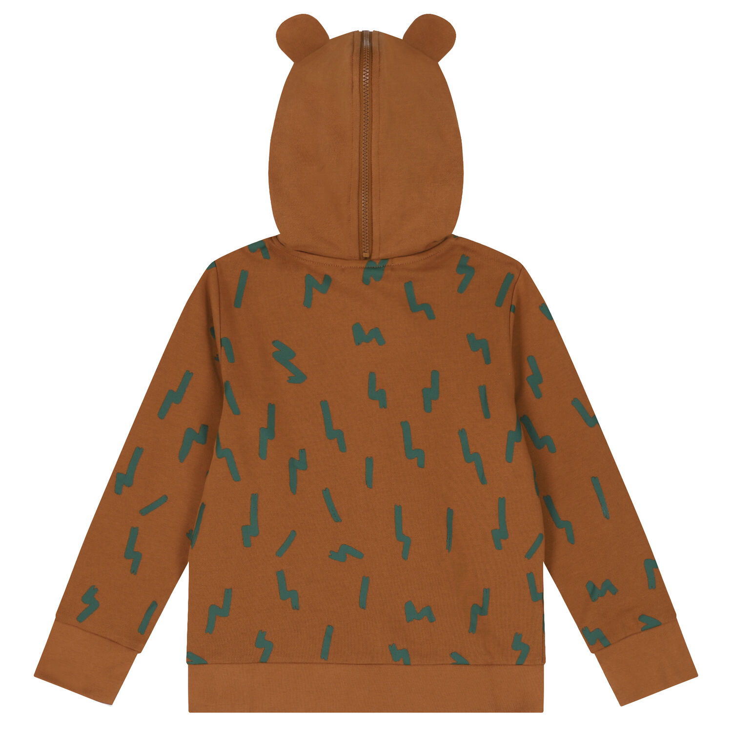 Boys Brown Bear Hooded Zip Up Top, 1, hi-res image number null