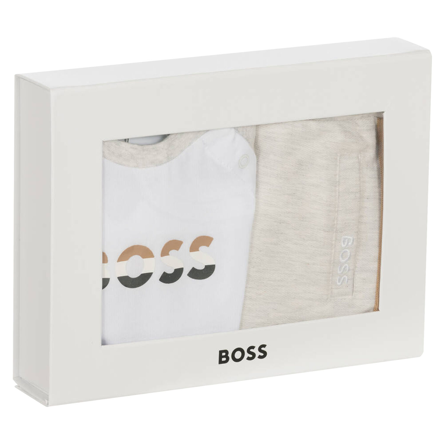 Baby Boys Grey & White Logo Shorts Set, 1, hi-res