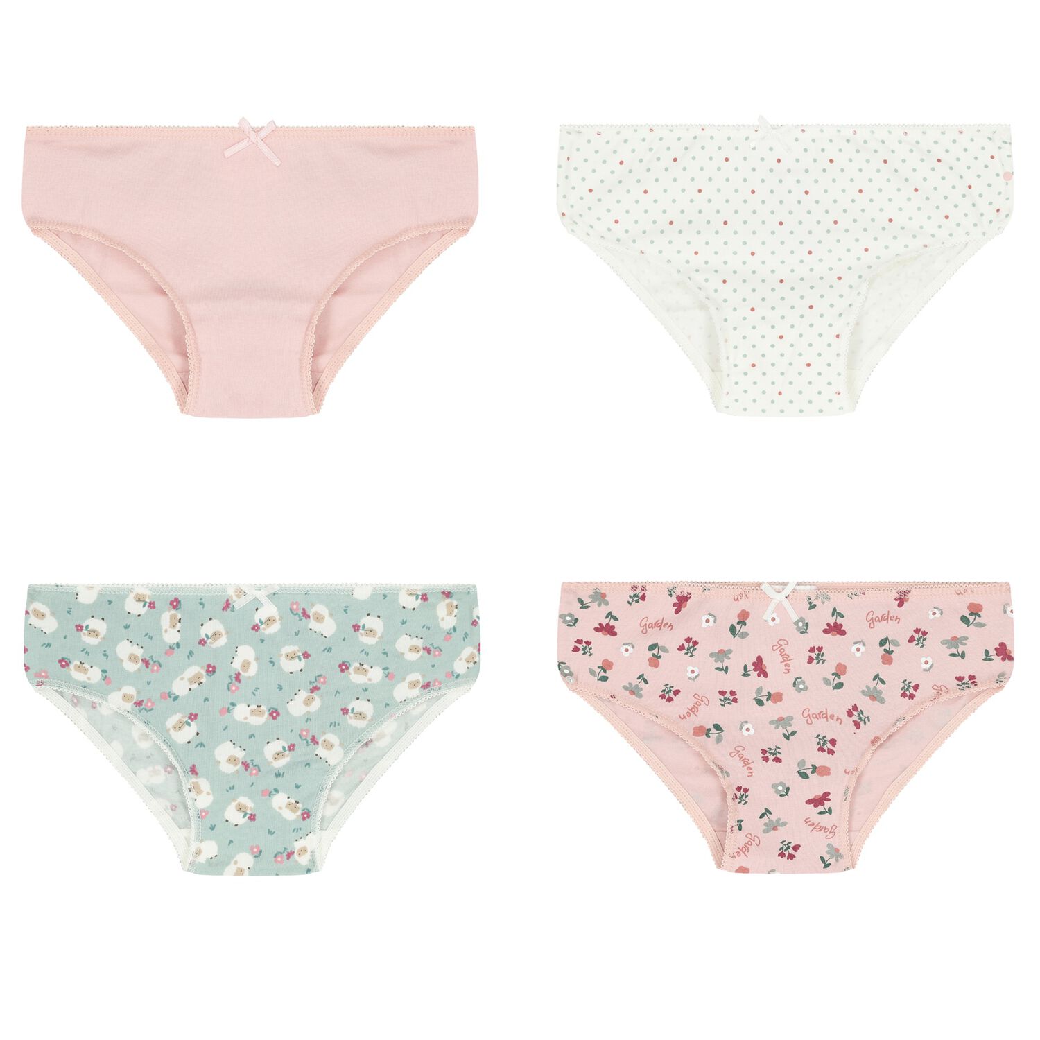 Girls Pink & White Briefs (4 Pack), 1, hi-res image number null