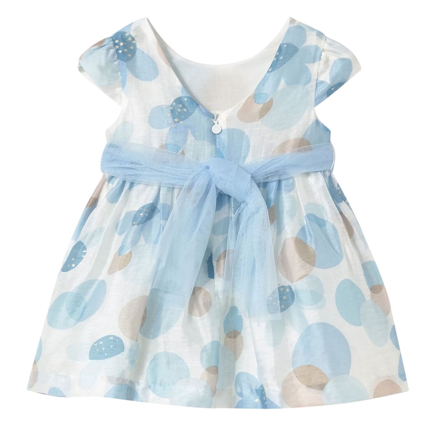 Younger Girls Blue Floral Organza Dress, 2, hi-res