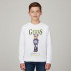 Boys White Teddy Bear Logo Sweatshirt, 1, hi-res