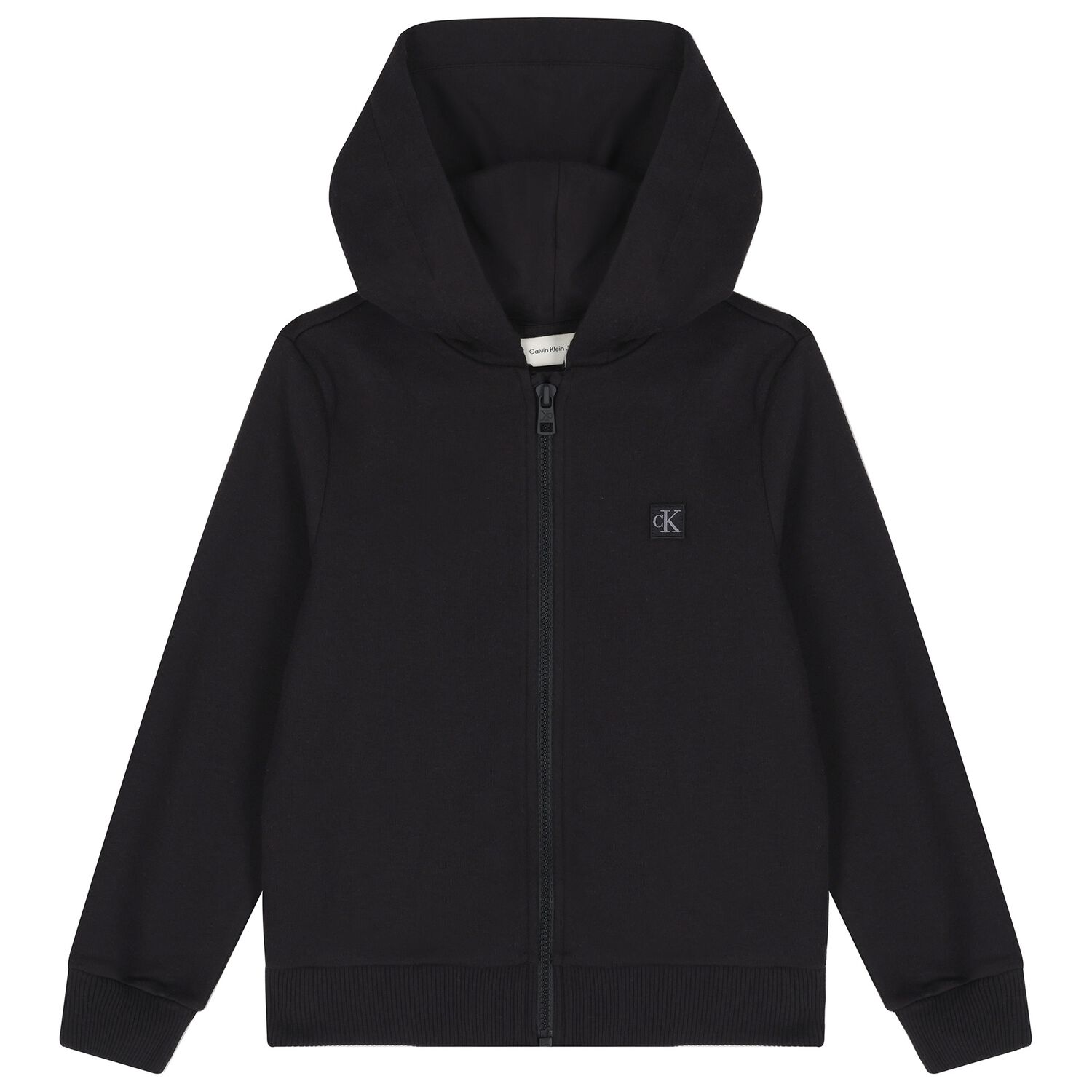 Black Logo Hooded Zip Up Top, 1, hi-res