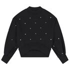 Girls Black Crystal Logo Sweatshirt, 1, hi-res