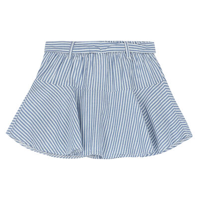 Girls Blue & White Striped Shorts