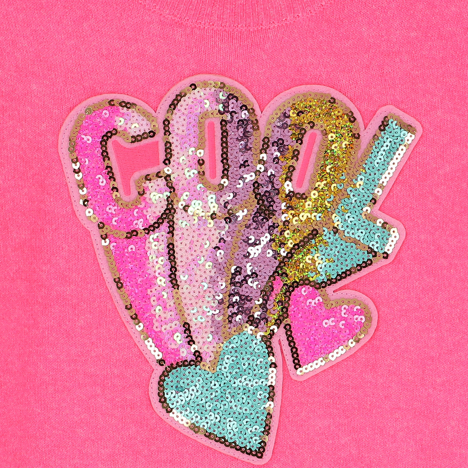 Girls Pink Sequin Knitted Dress, 1, hi-res