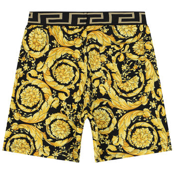 Boys Black & Gold Barocco Shorts