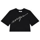 Girls Black Logo T-Shirt, 2, hi-res