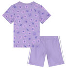 Girls Purple Trefoil Logo Shorts Set, 1, hi-res