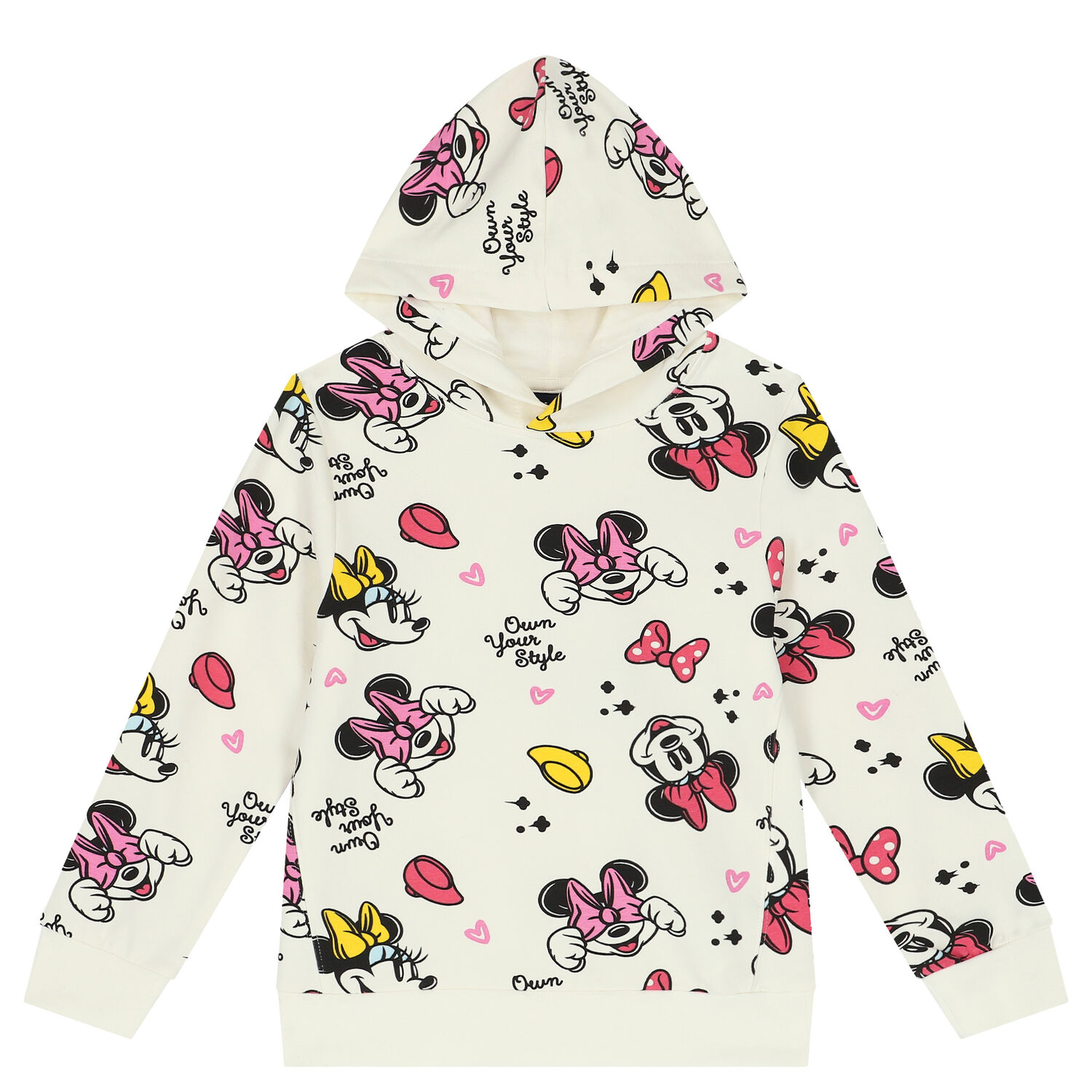 Girls Ivory Minnie Mouse Hooded Top, 1, hi-res