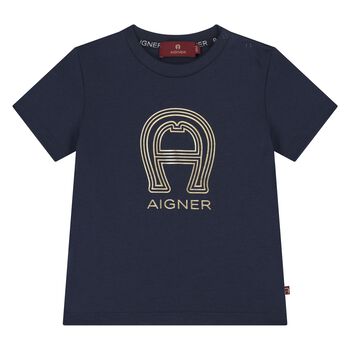 Younger Boys Navy Blue Logo T-Shirt