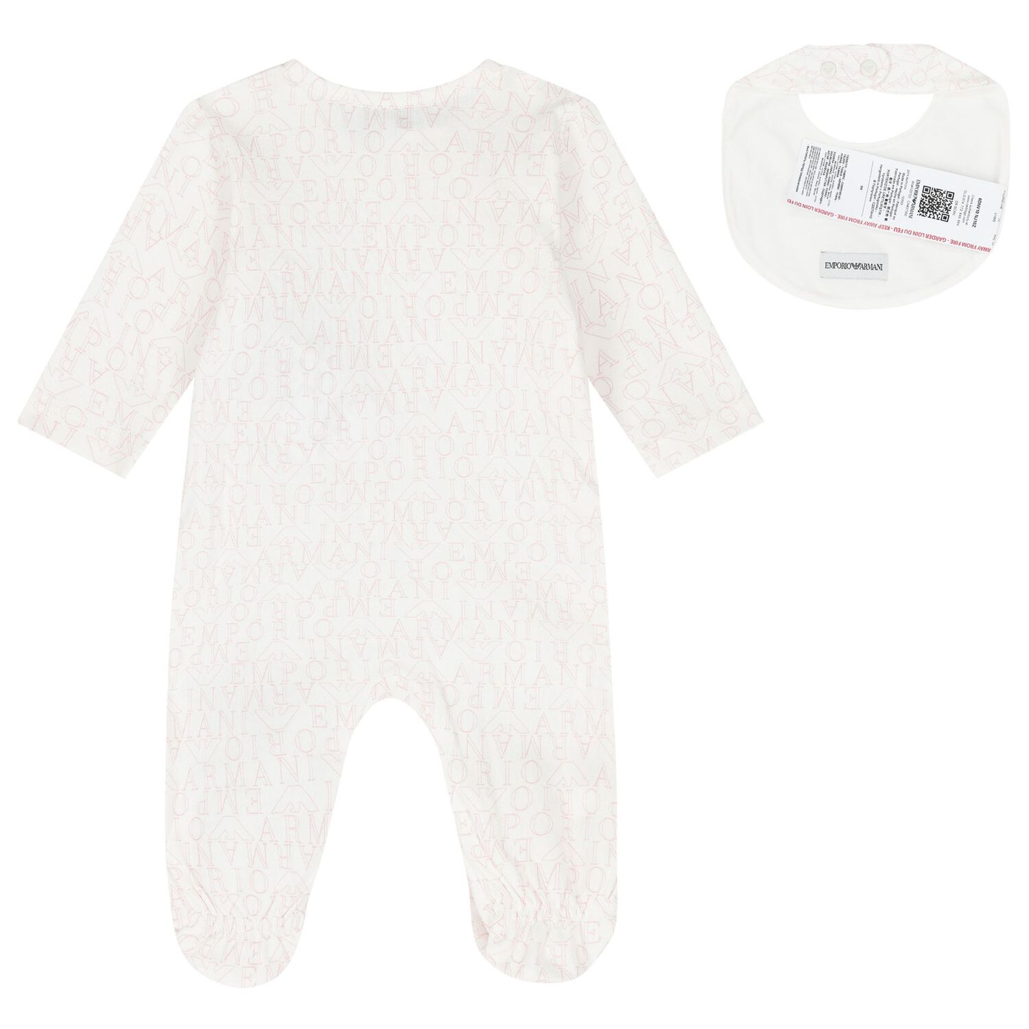 Baby Girls White & Pink Logo Babygrow Set, 1, hi-res image number null