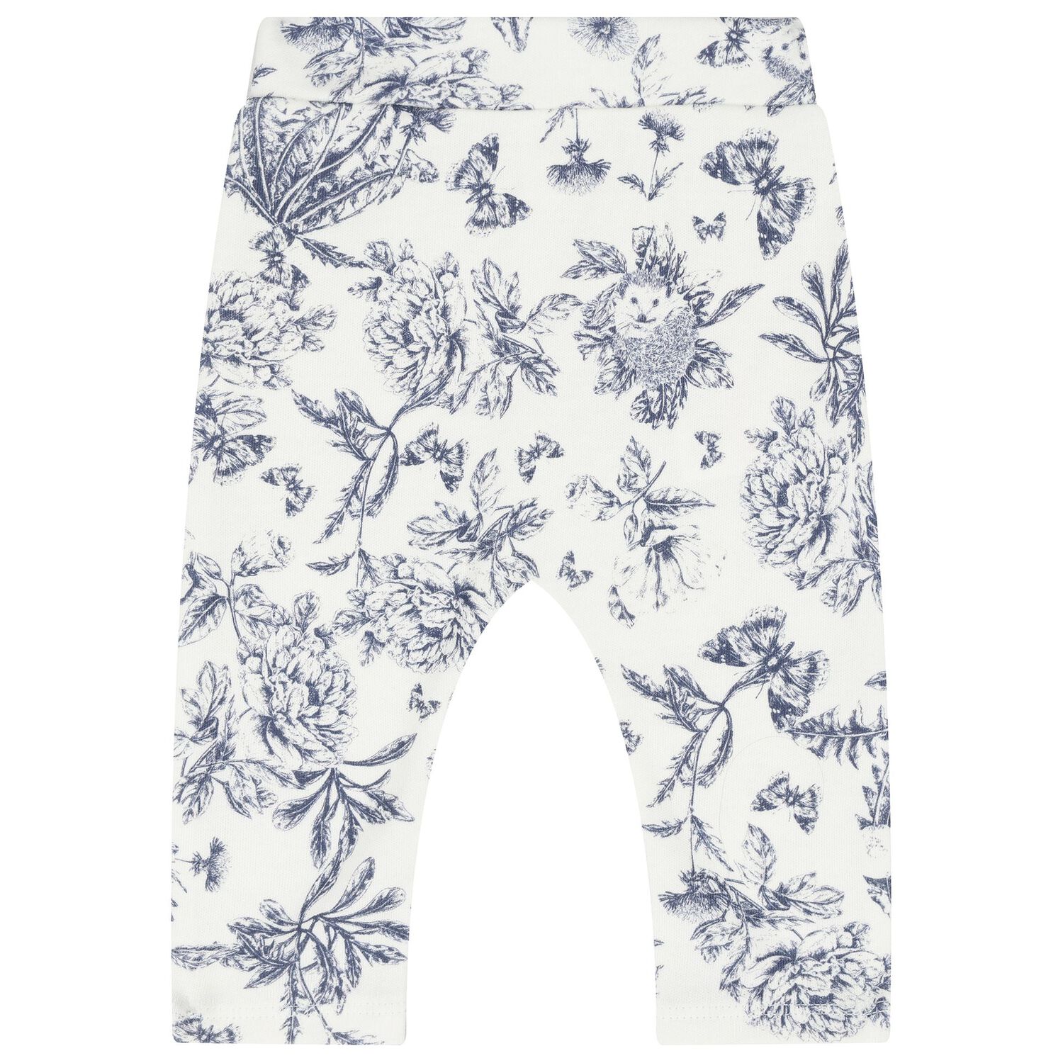 Navy Blue & White Toile De Jouy Cotton Baby Pyjamas, 1, hi-res