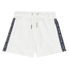 Girls White Logo Shorts, 1, hi-res