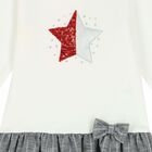 Younger Girls Ivory & Silver Dress, 1, hi-res