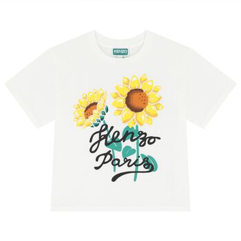 Girls Ivory Sunflower Logo T-Shirt