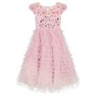 Girls Pink Sequin Embellished Tulle Dress , 1, hi-res
