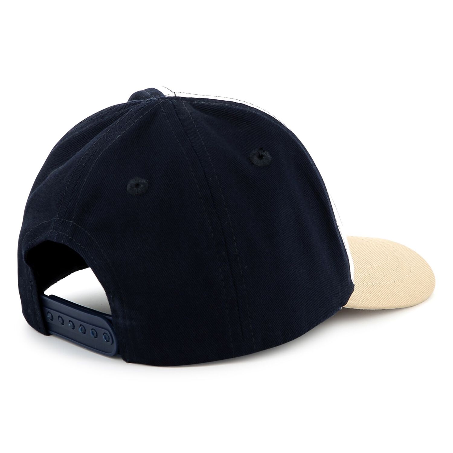 Baby Boys White, Navy Blue & Beige Logo Cap, 1, hi-res
