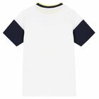 Boys White, Navy & Yellow Logo T-Shirt, 1, hi-res