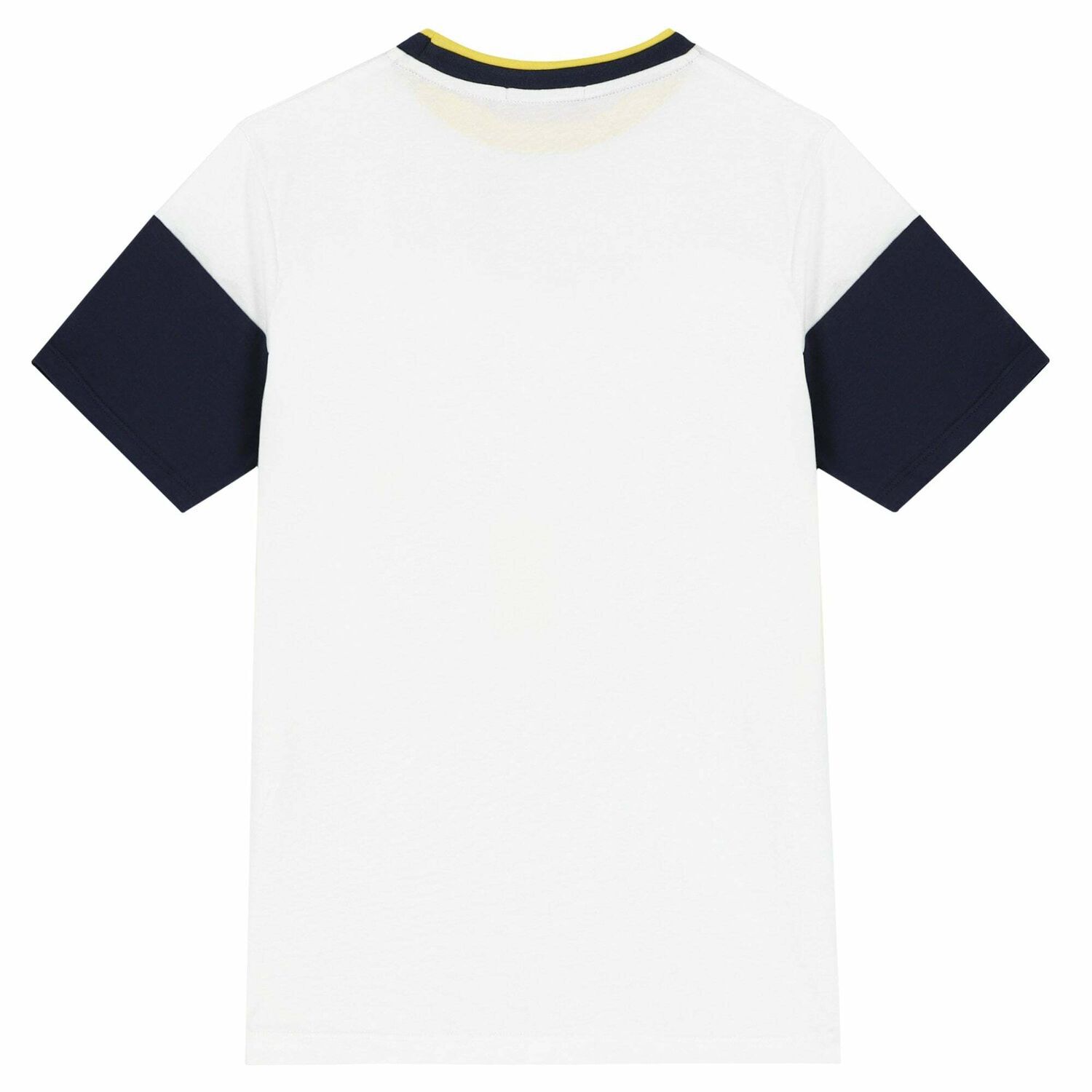 Boys White, Navy & Yellow Logo T-Shirt, 1, hi-res