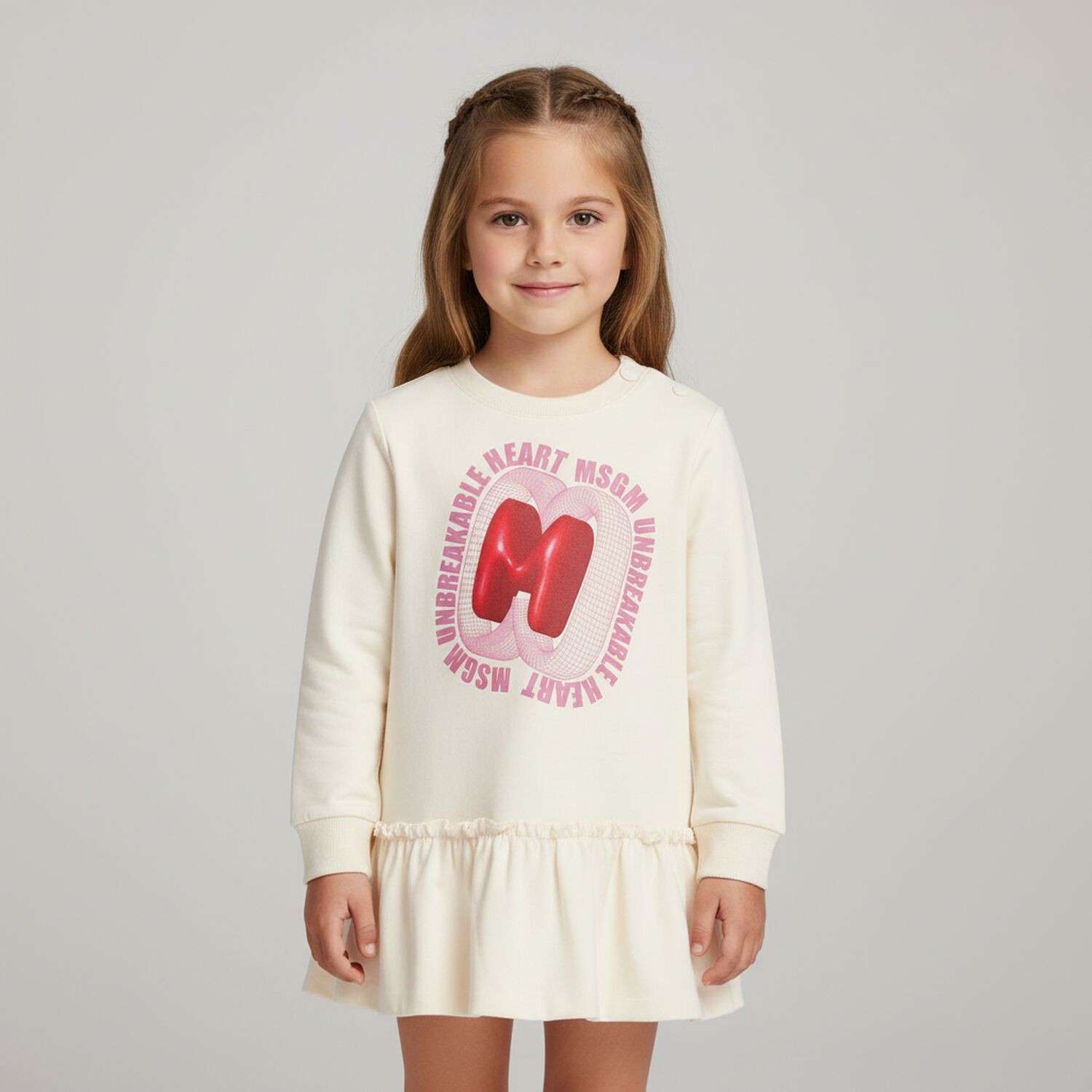 Younger Girls Beige Logo Dress, 1, hi-res image number null