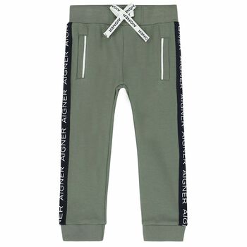 Younger Boys Khaki Logo Joggers