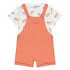 Younger Boys Orange Dungaree & Hat Set (3 Piece) , 1, hi-res