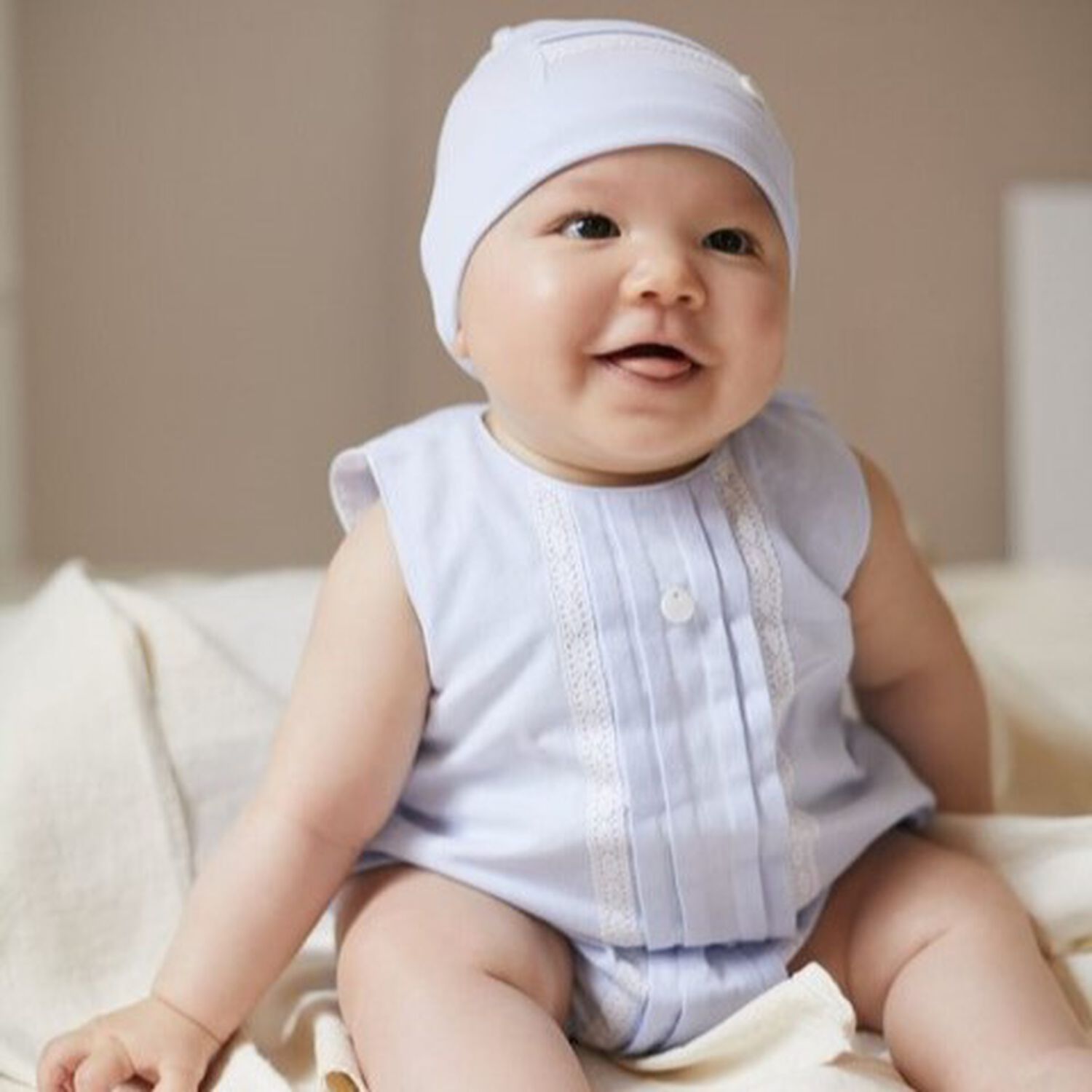 Baby Girls Blue Lace Bodysuit, 1, hi-res