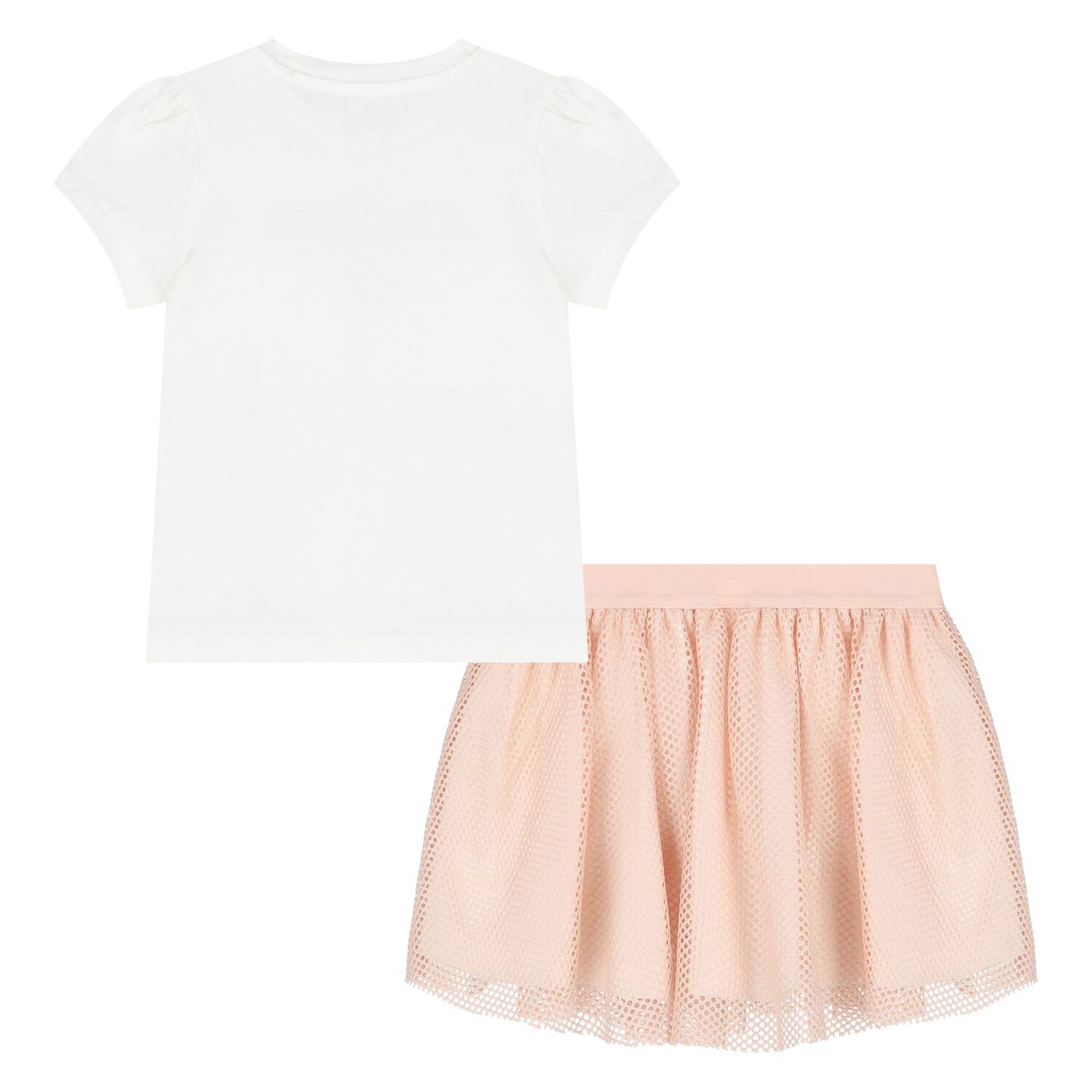 Baby Girls White & Pink Skirt Set, 1, hi-res