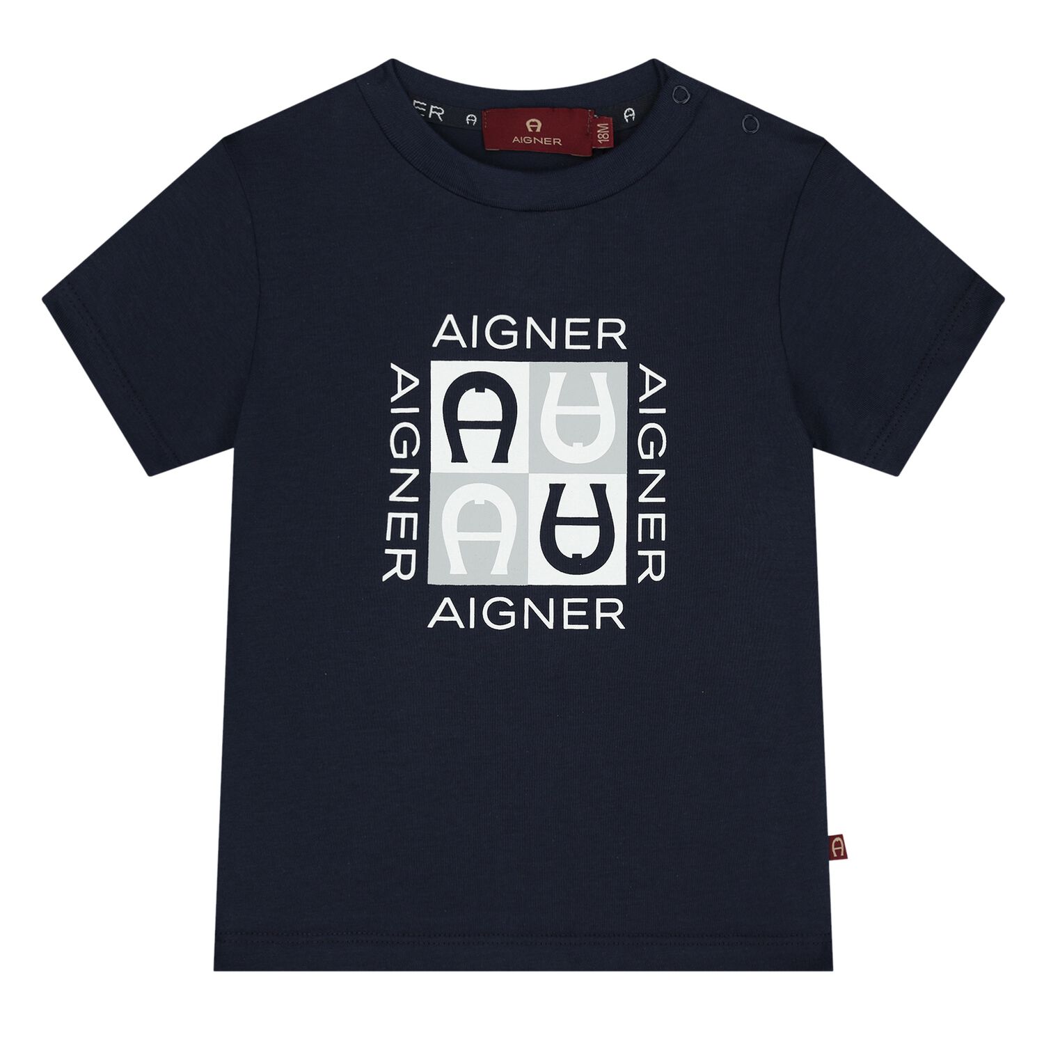 Younger Boys Navy Blue Logo T-Shirt, 3, hi-res