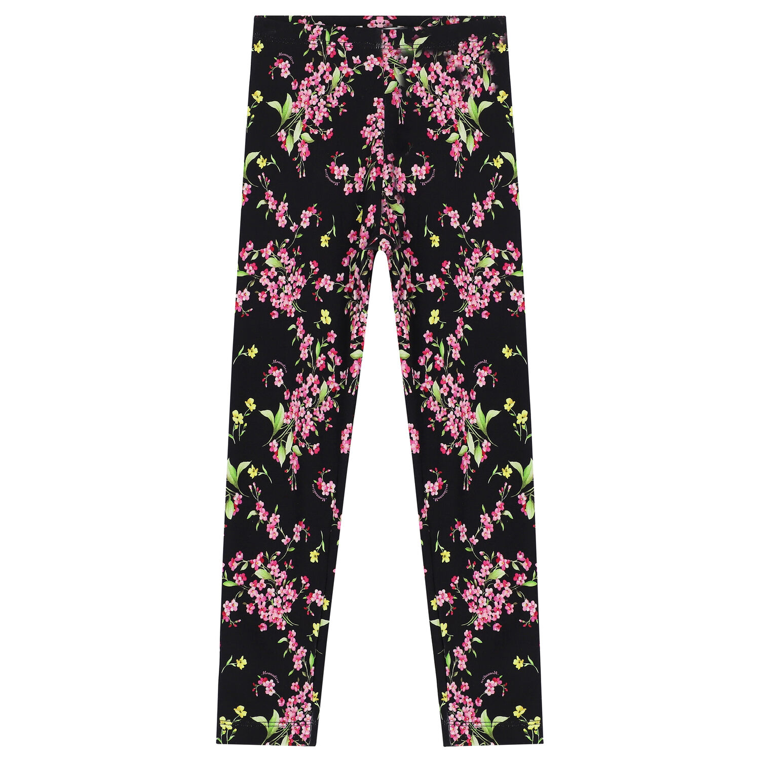 Girls Black Floral Leggings, 1, hi-res image number null