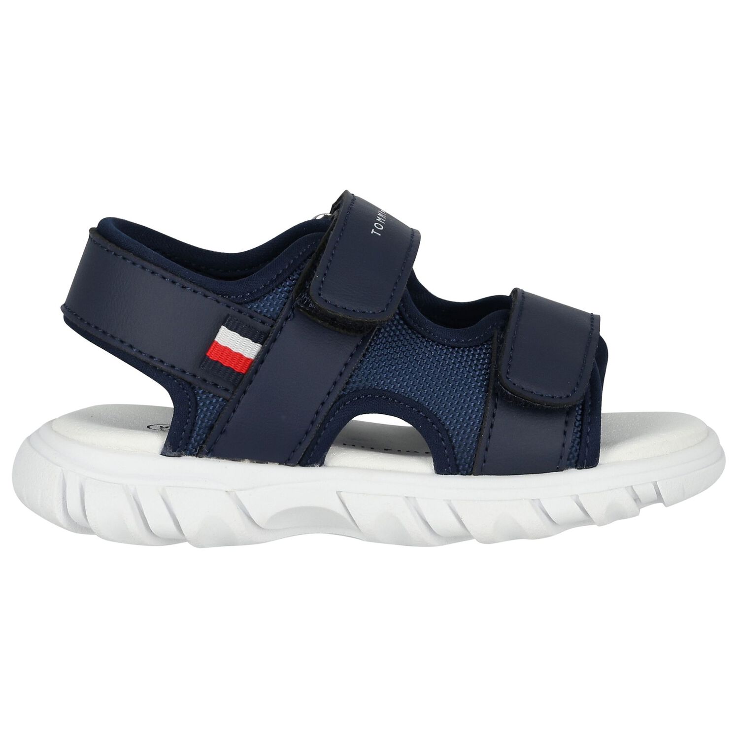 Boys Blue & White Logo Sandals, 1, hi-res
