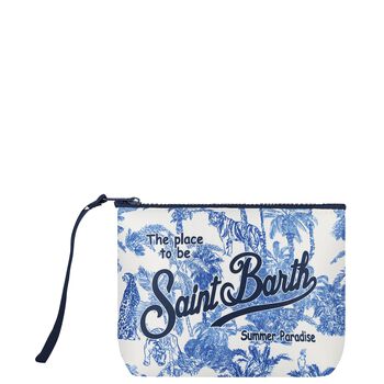 Girls White & Blue Aline Logo Pouch ( 15cm )