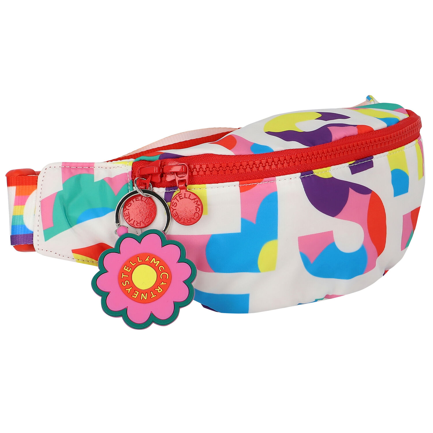Girls White Logo Belt Bag, 1, hi-res