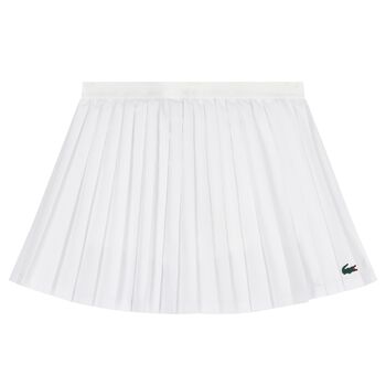 Girls White Logo Pleated Skirt