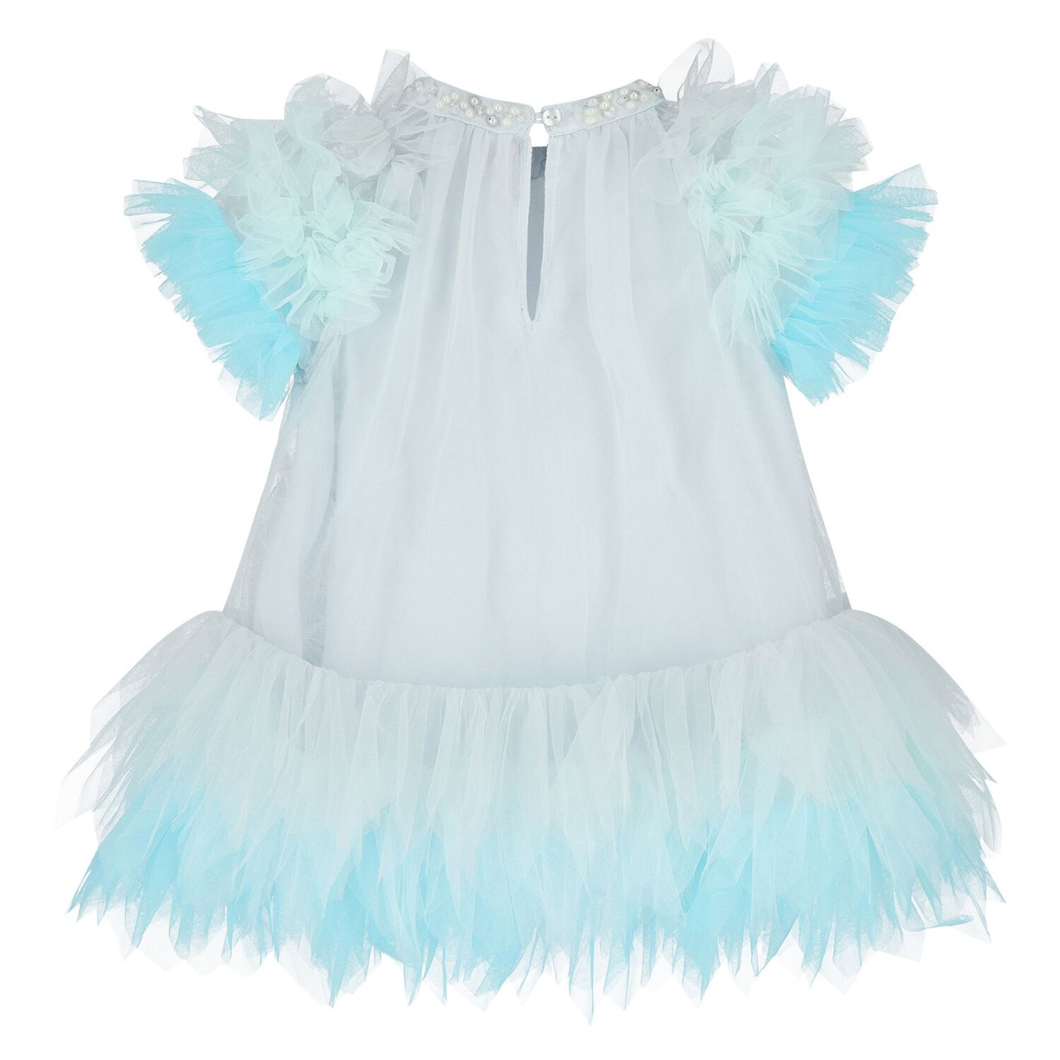 Baby Girls Blue Ruffled Tulle Dress Set, 1, hi-res