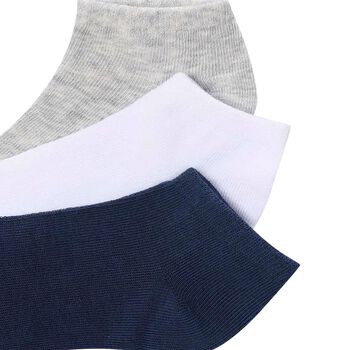 Boys Grey, Navy Blue & White Socks (3 Pack) 