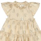 Girls Gold Ruffled Dress, 1, hi-res