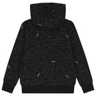 Boys Black Logo Hooded Top, 1, hi-res