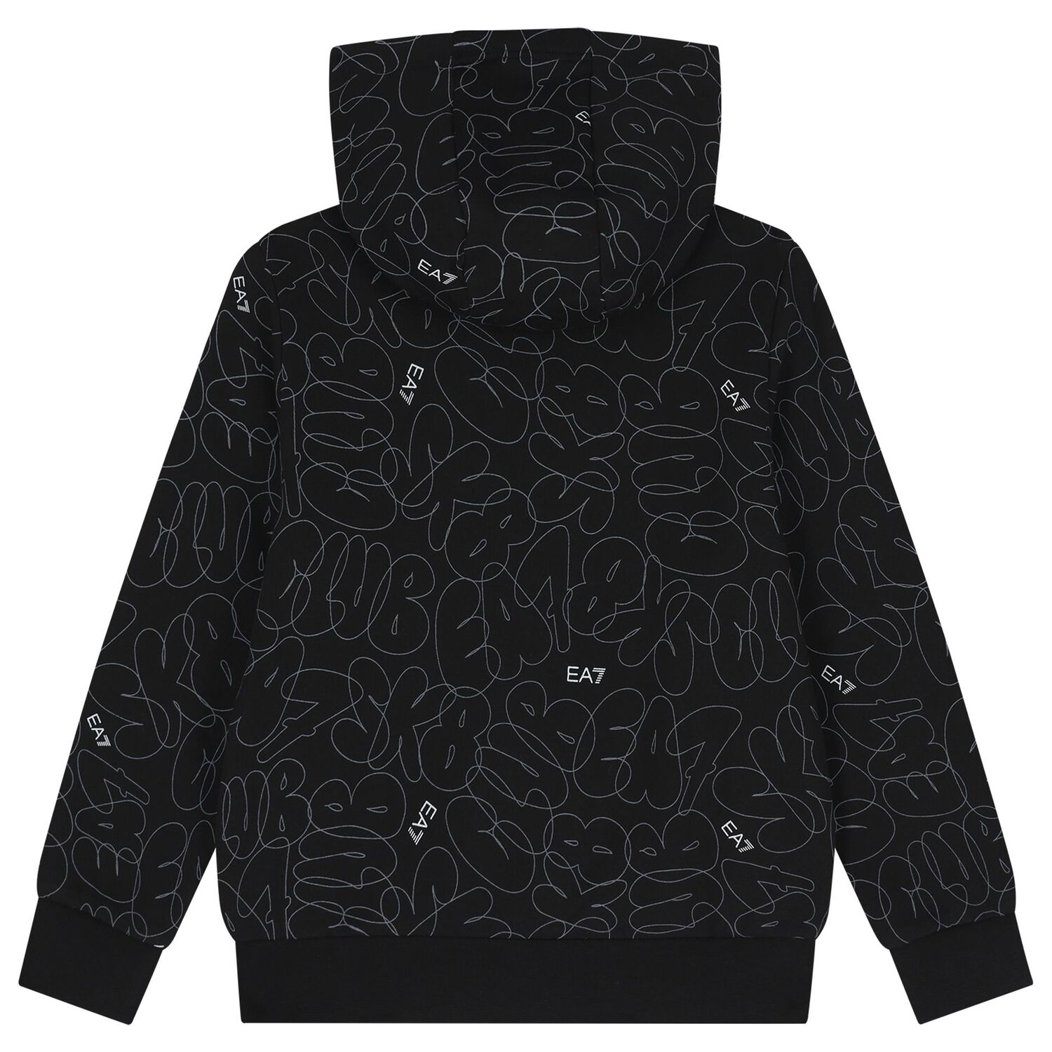 Boys Black Logo Hooded Top, 1, hi-res