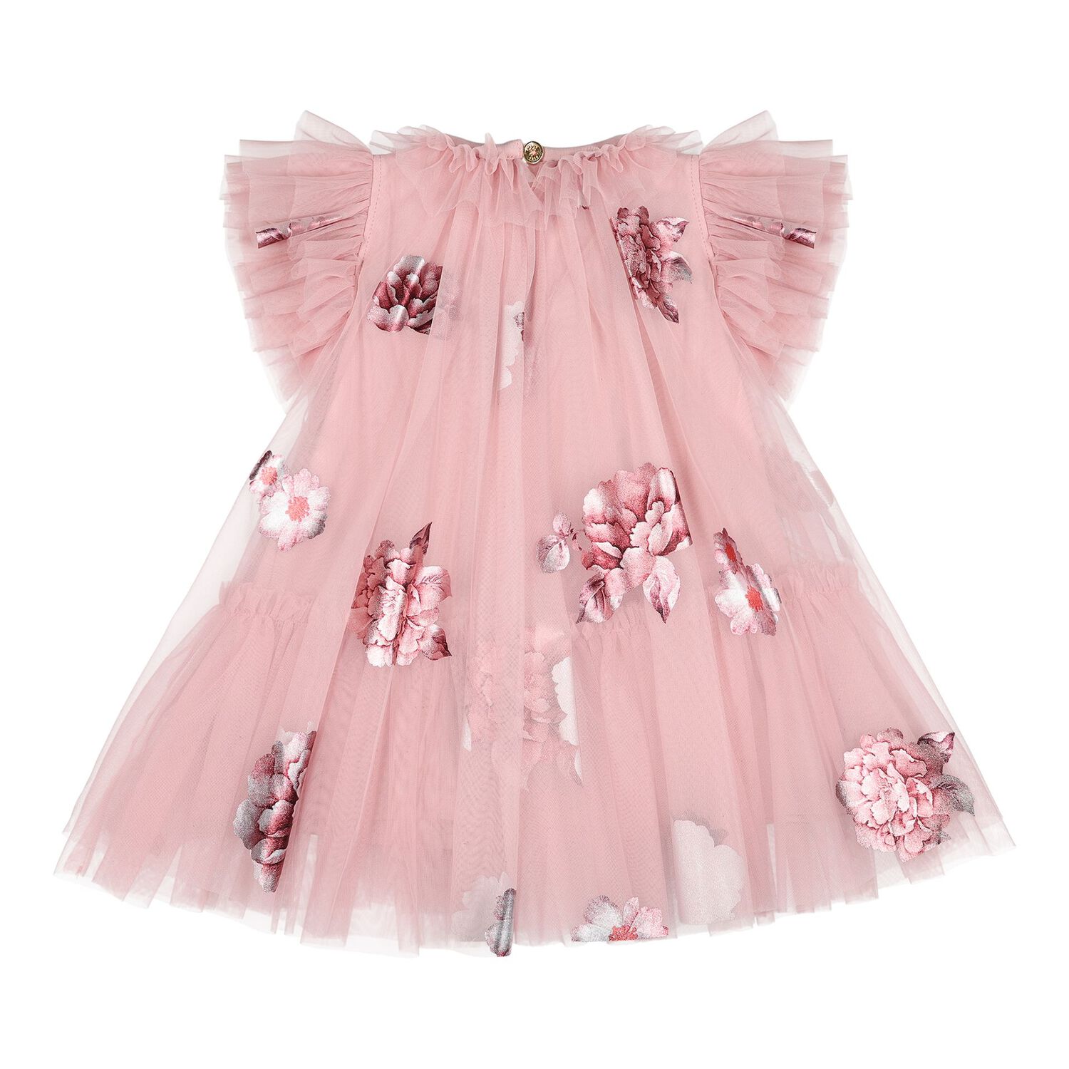 Baby Girls Pink Tulle Floral Dottie Dress, 1, hi-res