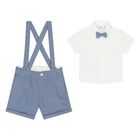 Younger Boys White & Blue Shorts Set, 2, hi-res