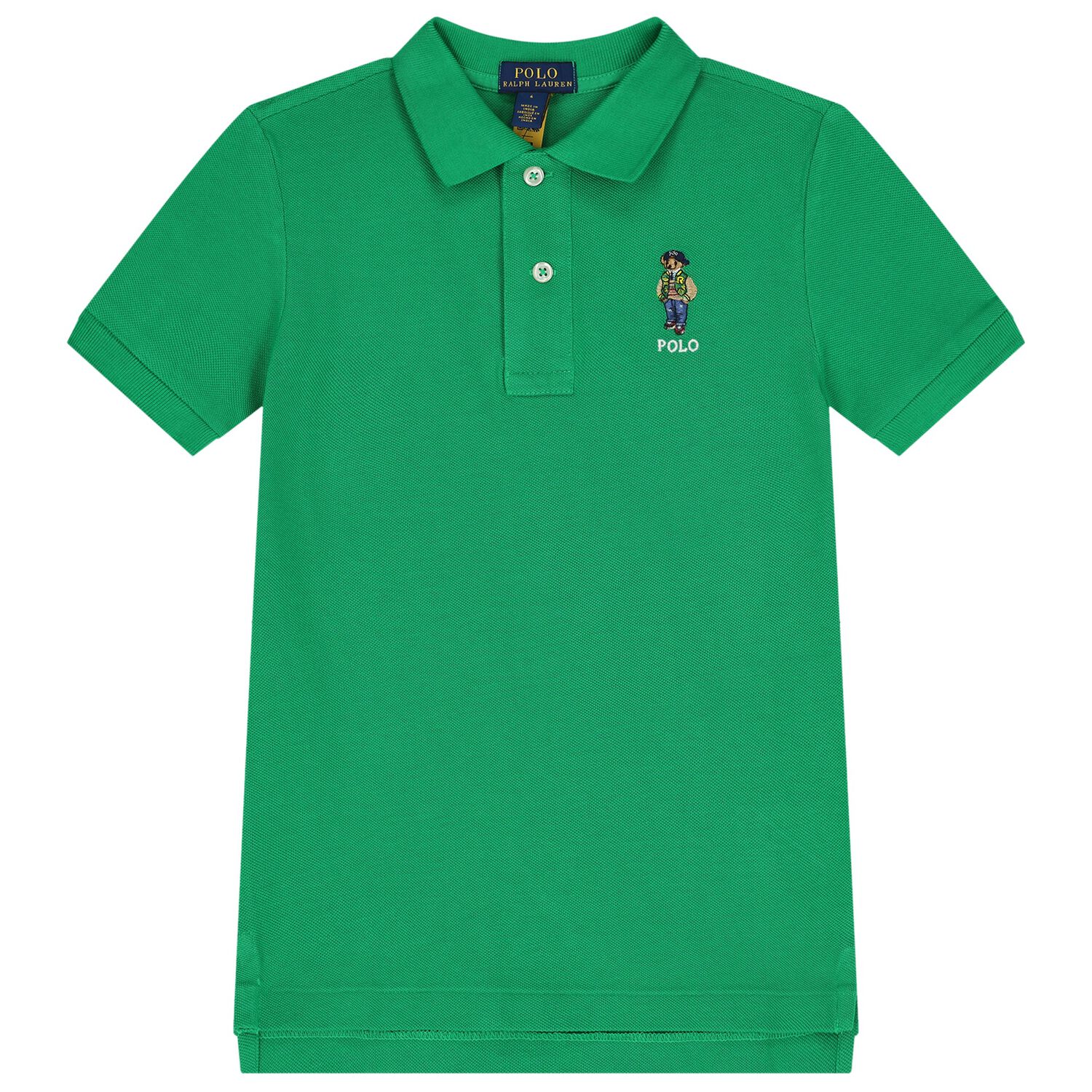 Boys Green Polo Bear Polo Shirt, 1, hi-res image number null