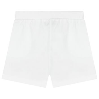 Younger White Teddy Bear Logo Shorts