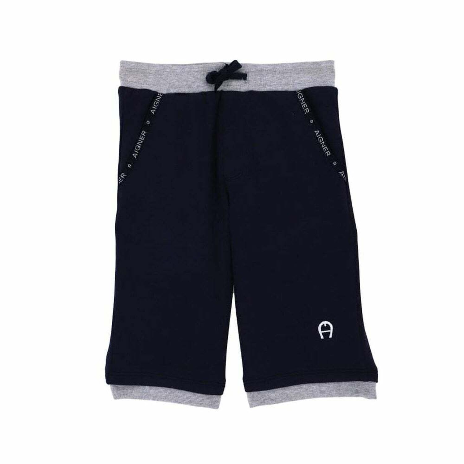 Boys Navy & Grey Jersey Shorts, 1, hi-res