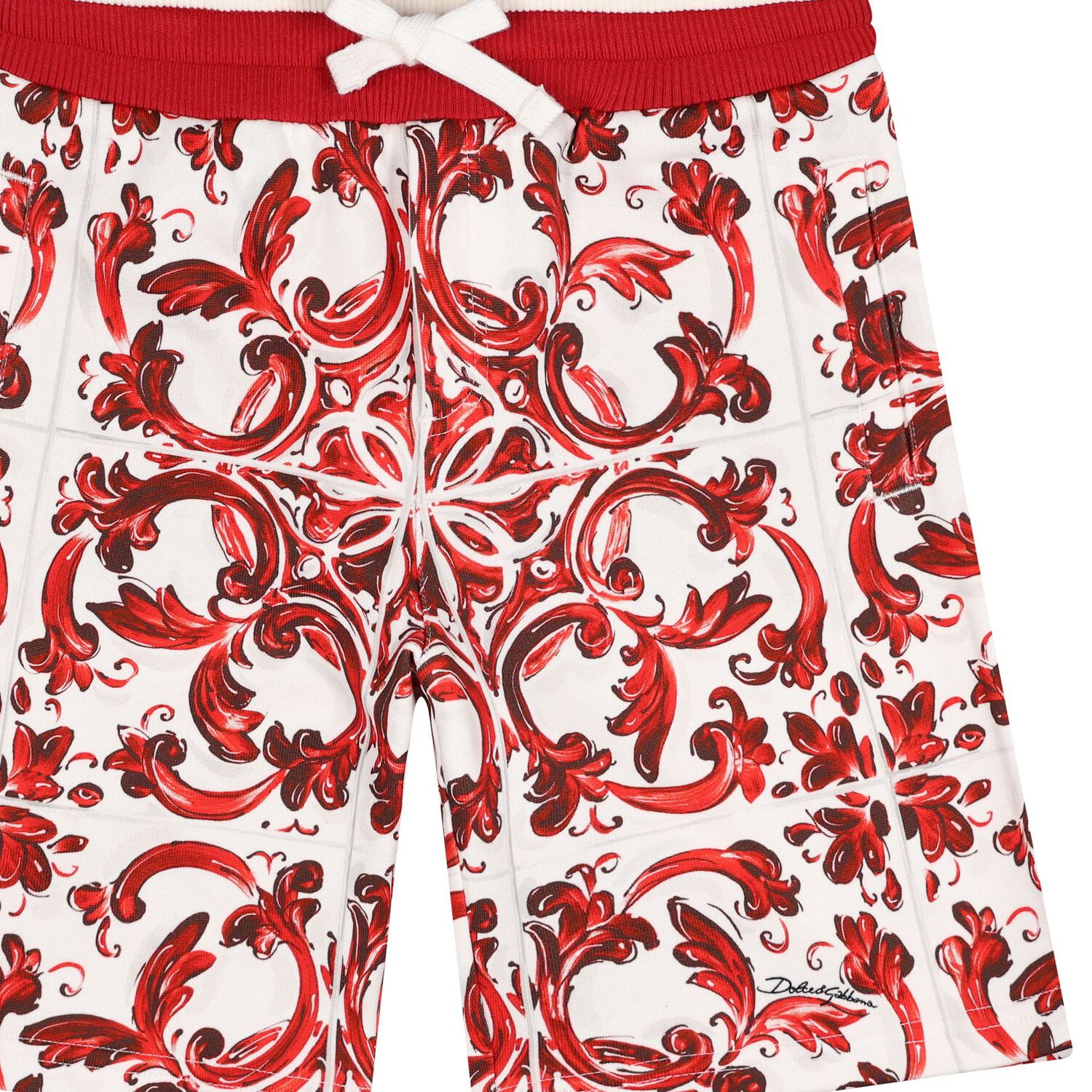 Boys White & Red Majolica Shorts, 1, hi-res