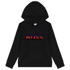 Boys Black Logo Hooded Top, 2, hi-res