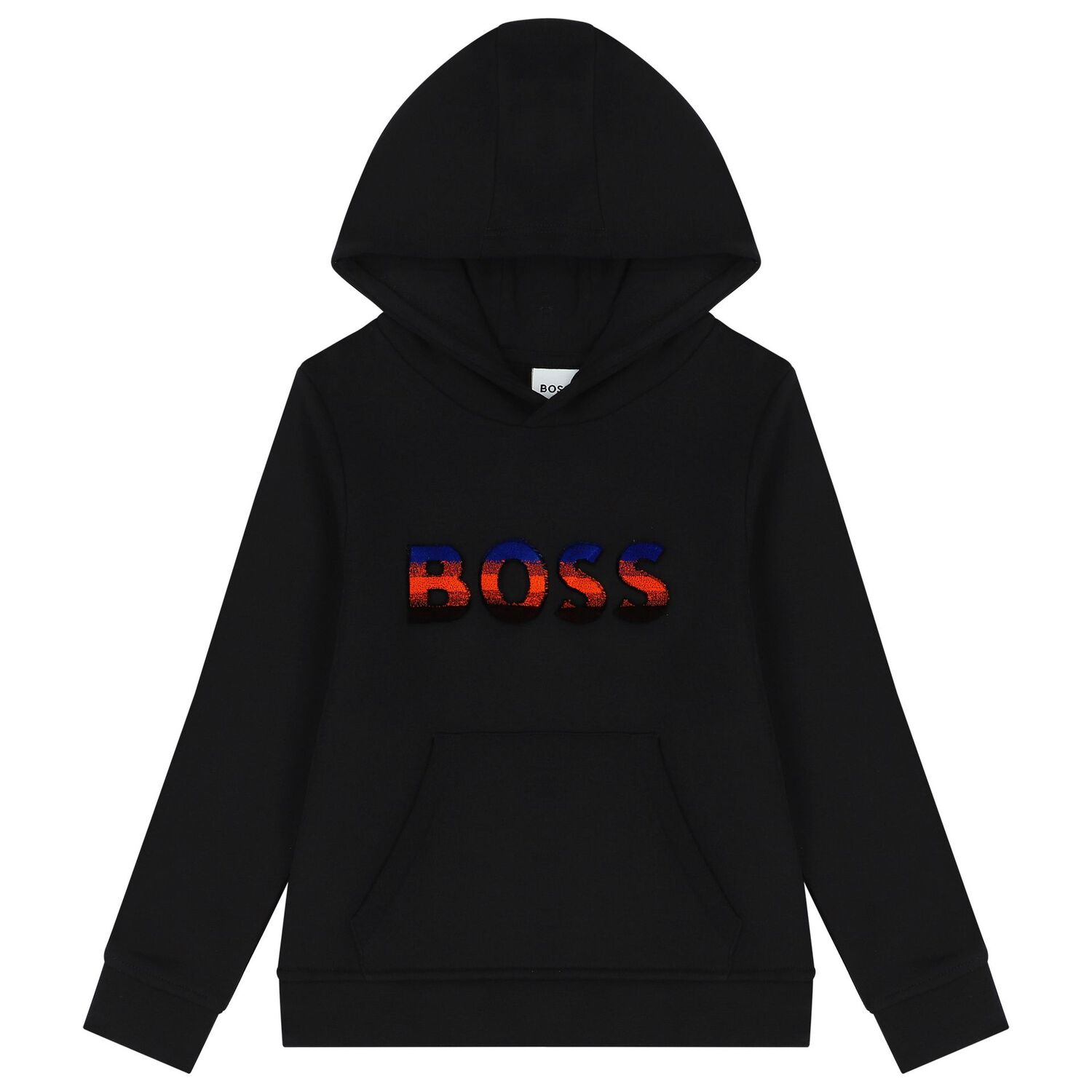 Boys Black Logo Hooded Top, 2, hi-res image number null