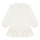 Younger Girls Ivory Teddy Bear Logo Dress , 1, hi-res