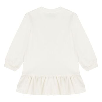 Younger Girls Ivory Teddy Bear Logo Dress 