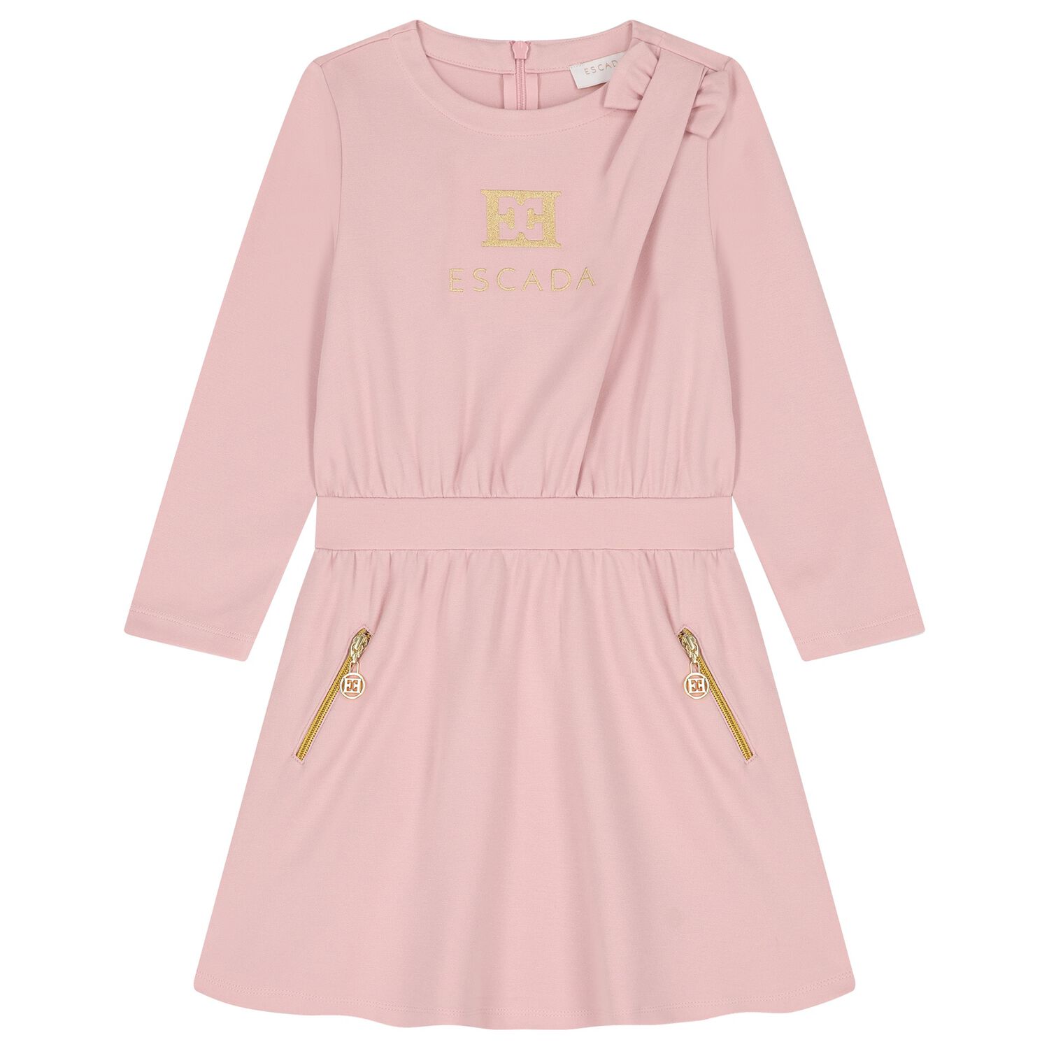 Girls Pink & Gold Logo Dress, 2, hi-res
